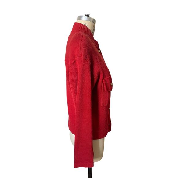 Vintage 90s Vittadini Red Knit Sweater Jacket Size Large - Picture 4 of 7